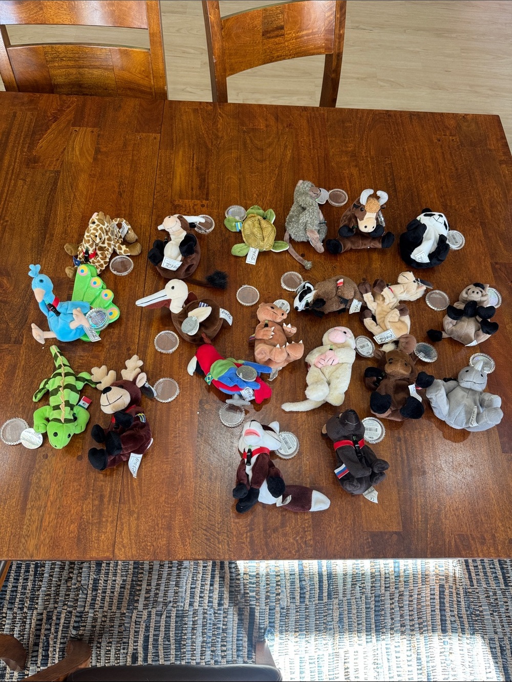 Vintage Coca-Cola Lot of 20 International Stuffed animals with coke bottles